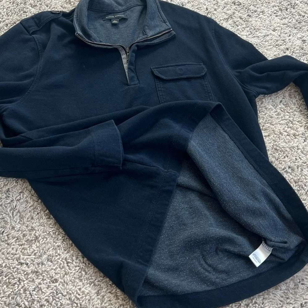 Banana Republic Men’s 1/4 Zip Collared Long Sleeve Blue Pullover Sweatshirt L